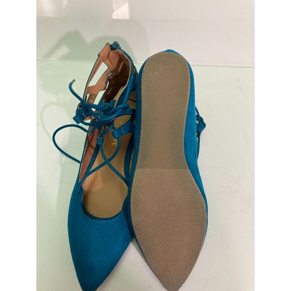NIB Liliana Turquoise Tie Up Flat Sz 7 - Picture 3 of 7